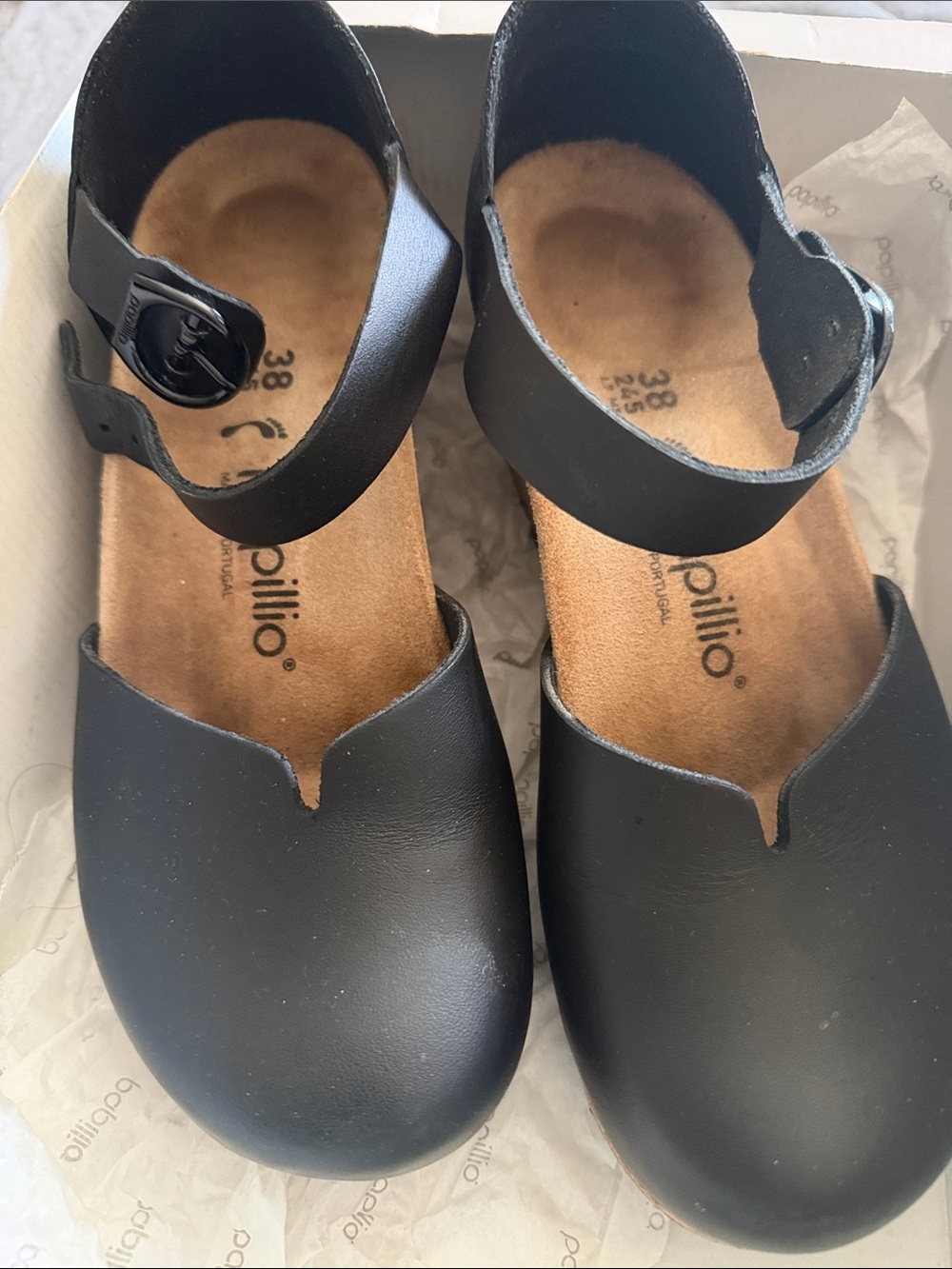 Papillio Black Leather Ankle-Strap Mary Jane 8